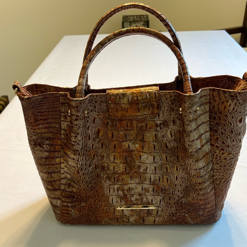 Brahmin Canyon Brown Exotic Leather Tote